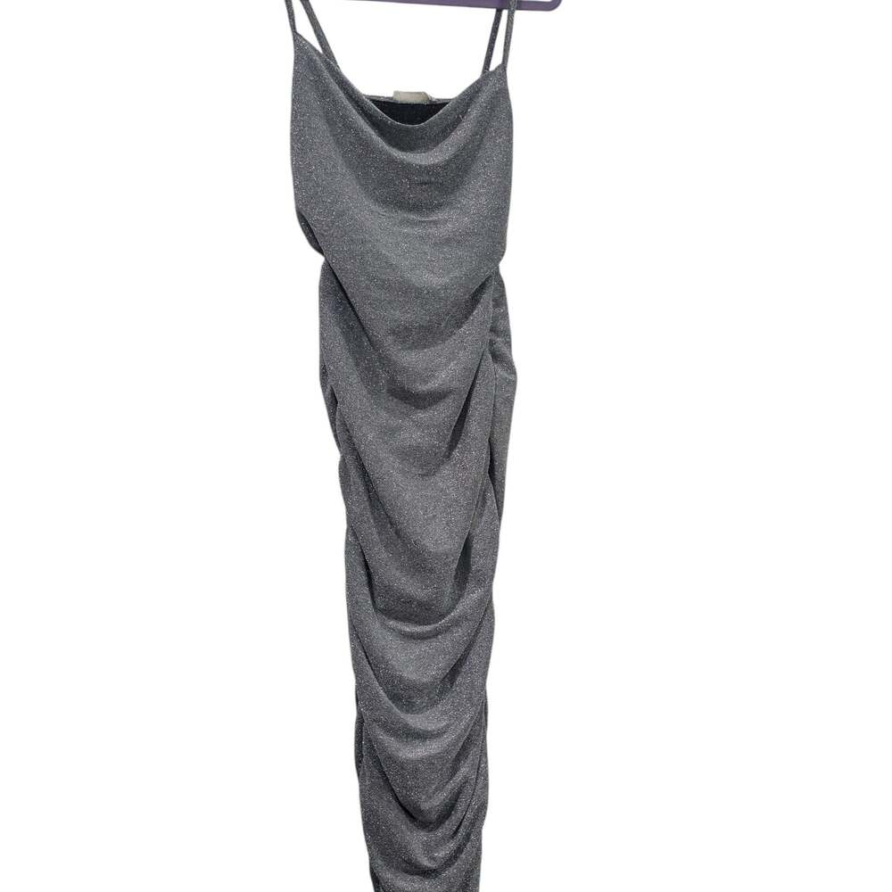 Forever Rose Couture Metallic Ruched Bodycon Sleeveless Dress